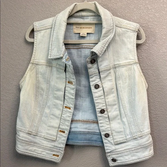 Anthropologie Women’s Pilcro and the Letterpress Light Wash Denim Vest Small - Picture 1 of 7